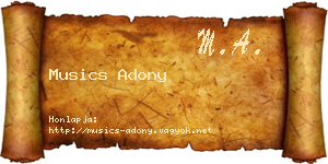 Musics Adony névjegykártya